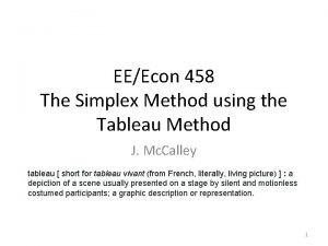 EEEcon 458 The Simplex Method using the Tableau