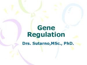 Gene Regulation Drs Sutarno MSc Ph D Pengaturan