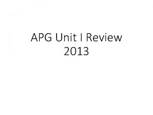 APG Unit I Review 2013 Identify a few