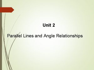 Unit 2 Parallel Lines and Angle Relationships Parallel