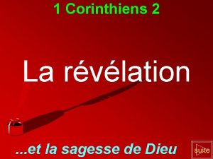 1 Corinthiens 2 La rvlation et la sagesse