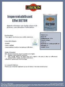 Impermabilisant Effet BETON Apporte rsistance aux taches deau