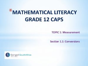 Conversions in maths lit grade 12