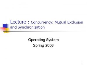 Lecture Concurrency Mutual Exclusion and Synchronization Operating System