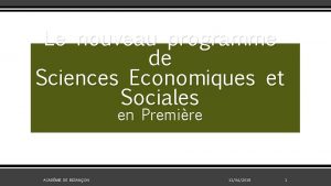 Le nouveau programme de Sciences Economiques et Sociales