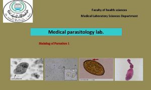 Faculty of health sciences Medical Laboratory Sciences Department