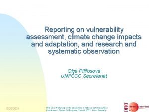 Reporting on vulnerability assessment climate change impacts and