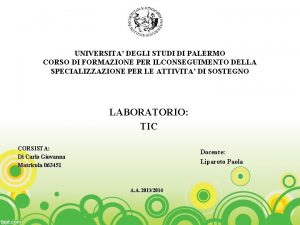 UNIVERSITA DEGLI STUDI DI PALERMO CORSO DI FORMAZIONE