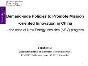 Demandside Policies to Promote Mission oriented Innovation in