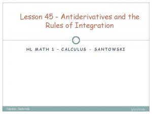 Lesson 45 Antiderivatives and the Rules of Integration