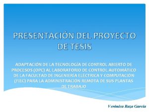 PRESENTACIN DEL PROYECTO DE TESIS ADAPTACIN DE LA