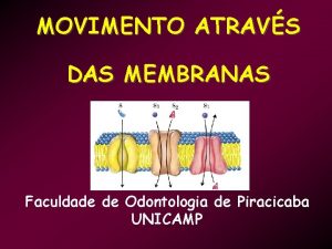 MOVIMENTO ATRAVS DAS MEMBRANAS Faculdade de Odontologia de