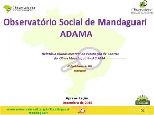 Observatrio Social de Mandaguari ADAMA Relatrio Quadrimestral de