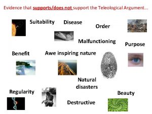 Evidence that supportsdoes not support the Teleological Argument