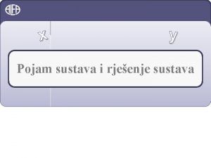 x y Pojam sustava i rjeenje sustava Ponovimo