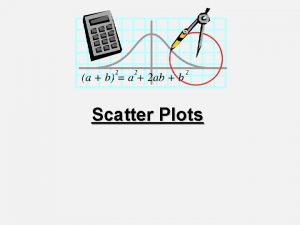 Scatter Plots Scatter Plot A scatter plot is