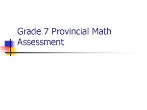 Grade 7 provincial math assessment