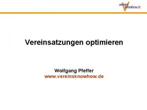 Wolfgang pfeffer vereinsknowhow
