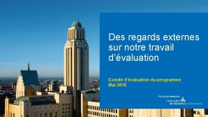 Des regards externes sur notre travail dvaluation Comit