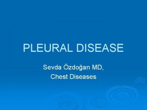PLEURAL DISEASE Sevda zdoan MD Chest Diseases Pleural