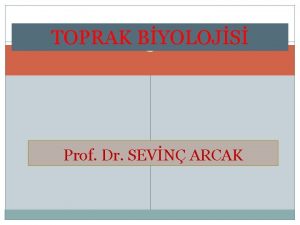 TOPRAK BYOLOJS Prof Dr SEVN ARCAK Toprak biyolojisi