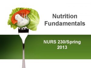 Nutrition Fundamentals NURS 230Spring 2013 Scientific Knowledge Base