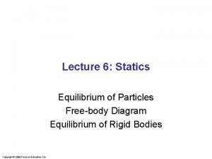 Lecture 6 Statics Equilibrium of Particles Freebody Diagram