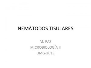 NEMTODOS TISULARES M PAZ MICROBIOLOGA II UMG2013 Filariasis