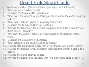 Desert Exile Study Guide 1 2 3 Vocabulary