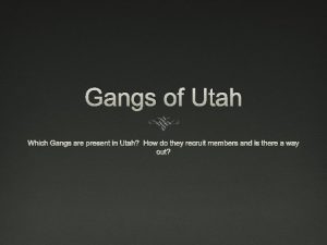 Gangs of Utah Which Gangs are present in
