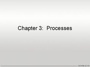 Chapter 3 Processes Chapter 3 Processes Process Concept