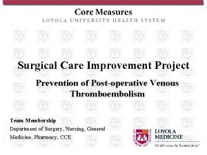 Surgical Care Improvement Project Prevention of Postoperative Venous