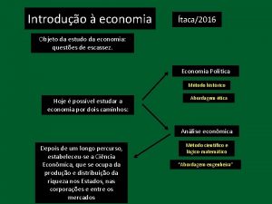 Introduo economia taca2016 Objeto da estudo da economia