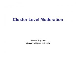 Cluster Level Moderation Jessaca Spybrook Western Michigan University