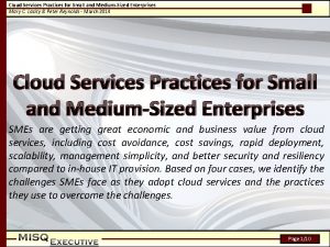 Cloud Services Practices for Small and MediumSized Enterprises
