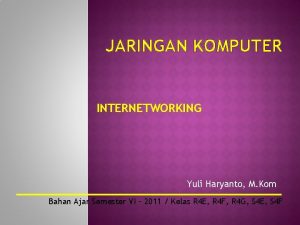 JARINGAN KOMPUTER INTERNETWORKING Yuli Haryanto M Kom Bahan