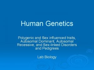 Human Genetics Polygenic and Sex influenced traits Autosomal