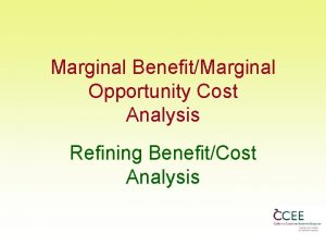 Marginal BenefitMarginal Opportunity Cost Analysis Refining BenefitCost Analysis