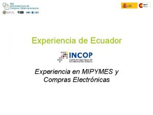 Experiencia de Ecuador Experiencia en MIPYMES y Compras