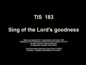 Sing of the lords goodness
