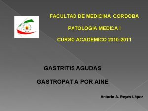 FACULTAD DE MEDICINA CORDOBA PATOLOGIA MEDICA I CURSO