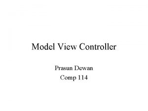 Model View Controller Prasun Dewan Comp 114 Model