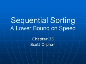 Sequential Sorting A Lower Bound on Speed Chapter
