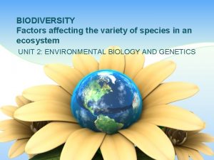 Factors affecting biodiversity