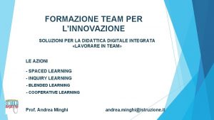 FORMAZIONE TEAM PER LINNOVAZIONE SOLUZIONI PER LA DIDATTICA