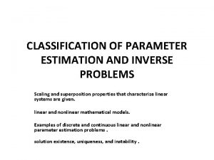 Parameter estimation and inverse problems