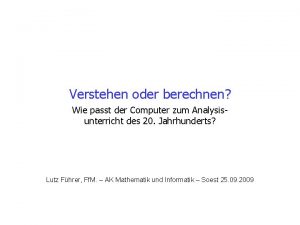 Verstehen oder berechnen Wie passt der Computer zum