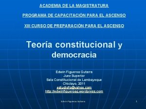 ACADEMIA DE LA MAGISTRATURA PROGRAMA DE CAPACITACIN PARA