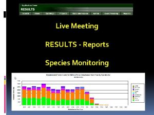 Live Meeting RESULTS Reports Species Monitoring RESULTS Species