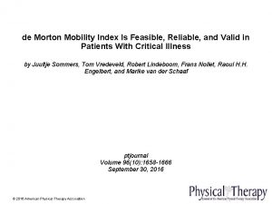 De morton mobility index